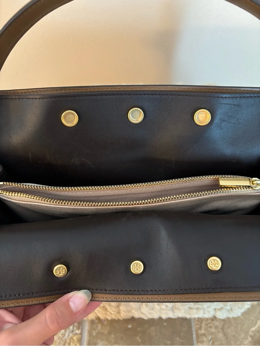 Tory Burch Lee Radziwill Shearling Double Bag in Natural